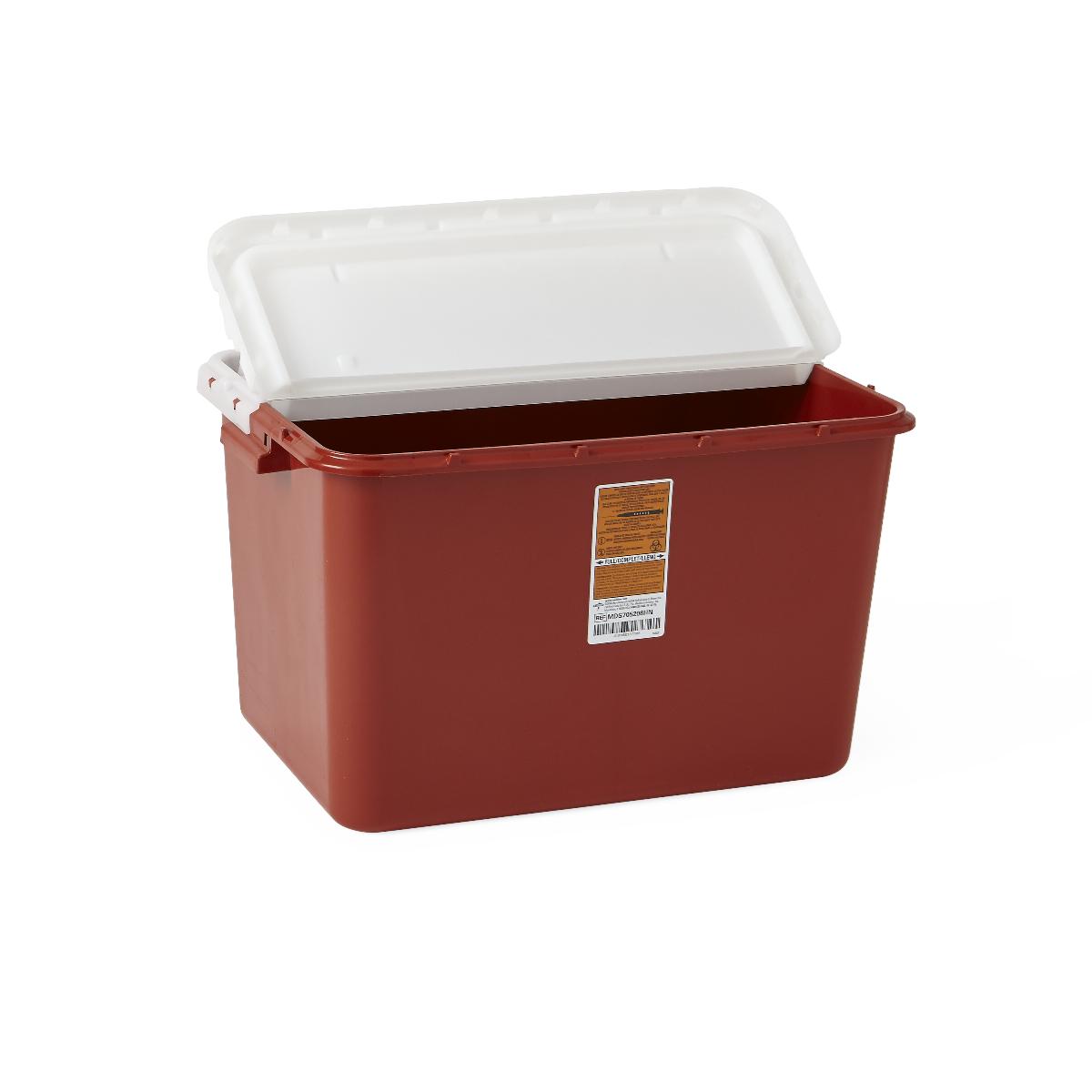 Sharp Containers, 8 gallon, Red, Hinged Lid,(UNIT) – Prabadin Corp